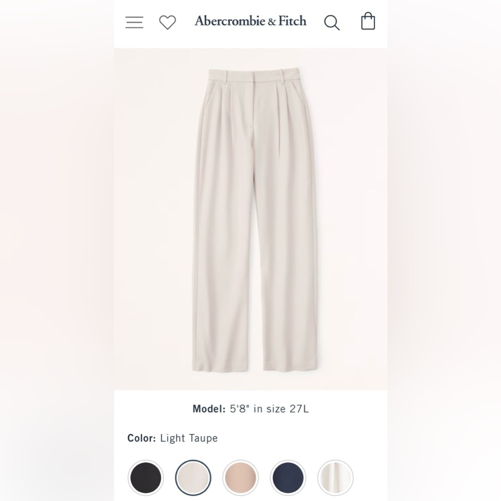 Abercrombie Curve Love Sloane Tailored Wide Leg Pant